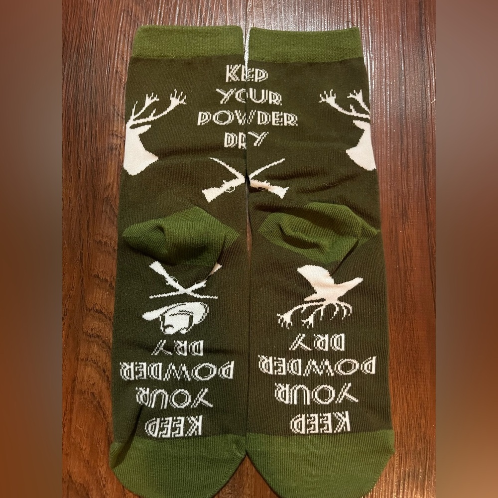 Green Casual Socks with White Design